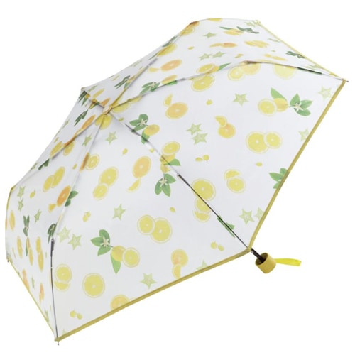 フルーツ柄 晴雨兼用 日傘 雨傘（折傘） ジューシーフルーツ プラスチック mini YE