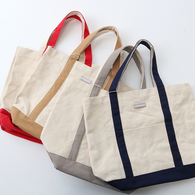 8号帆布トートバッグ(MT)ミルクティー×英字(イエロー/黒文字)まき