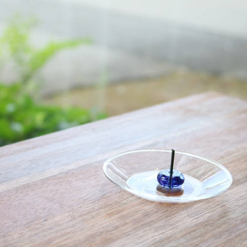 HFT ガラス香皿香立てセット クリア×ブルー | ハンプティーダンプ