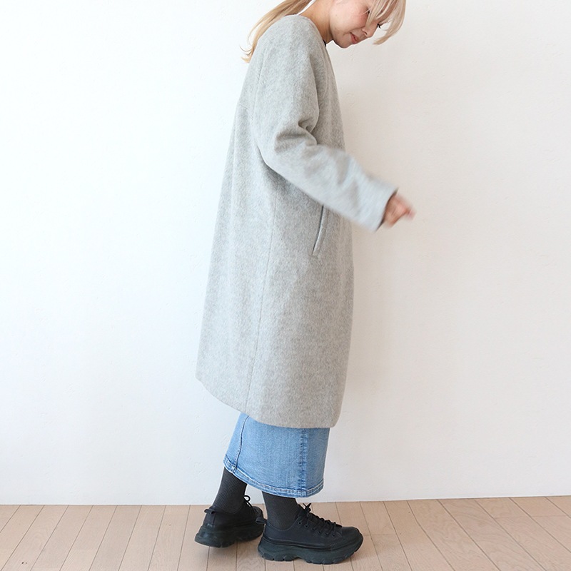 ライトシャギーウールロングコート○