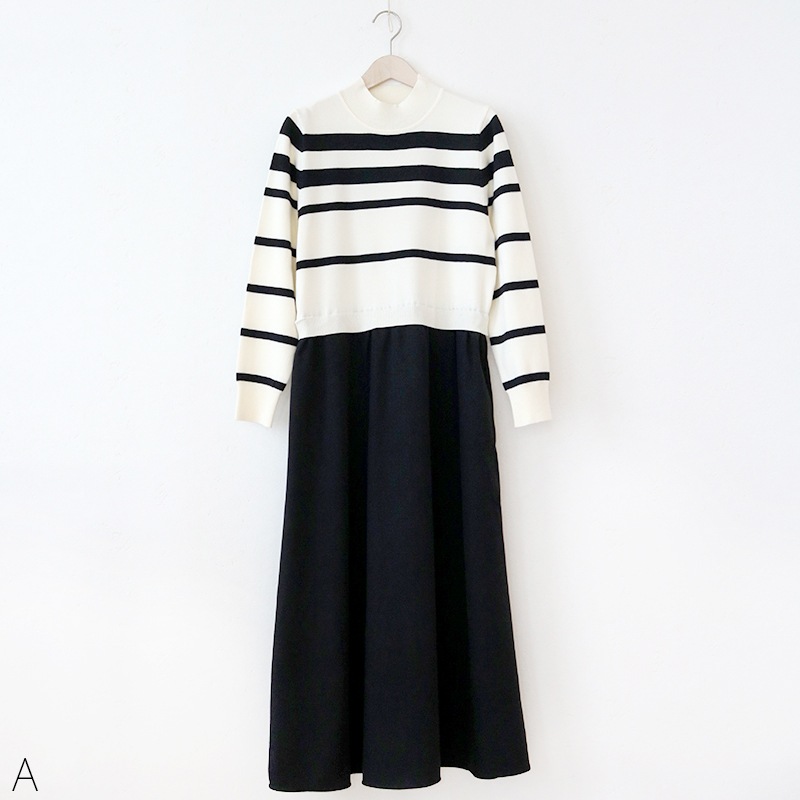 布帛ドッキングニットワンピース