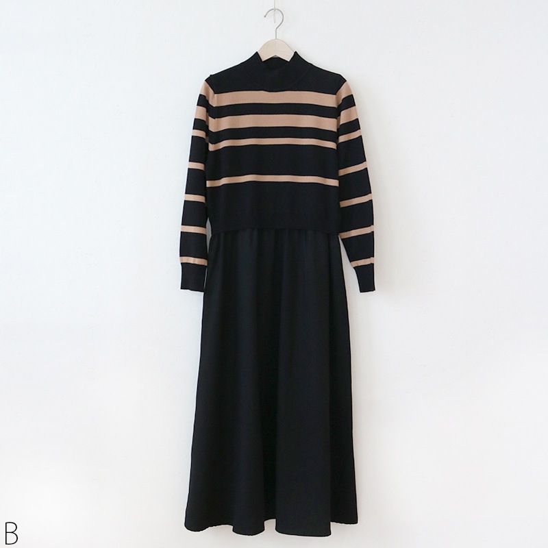 布帛ドッキングニットワンピース