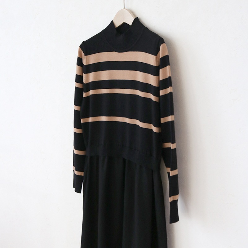 布帛ドッキングニットワンピース