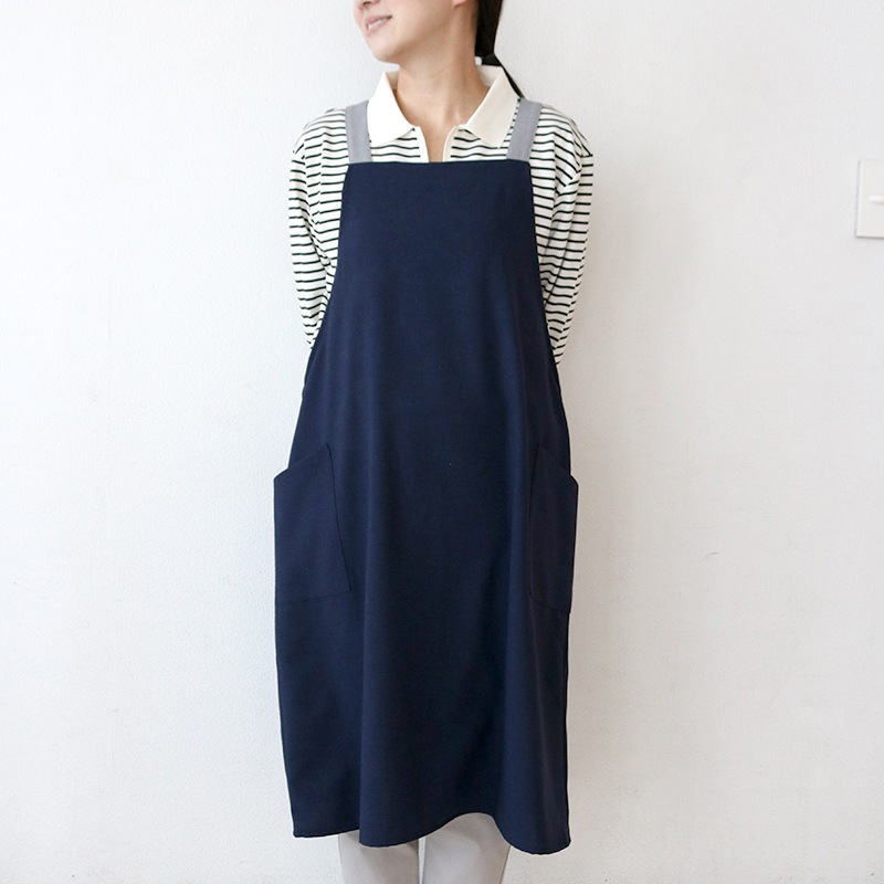 HDイージーケアギャザーバッククロスエプロン NV-GY