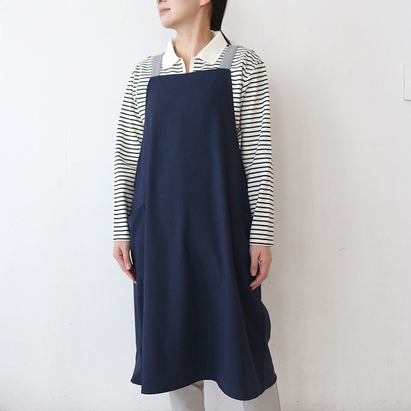 HDイージーケアギャザーバッククロスエプロン NV-GY