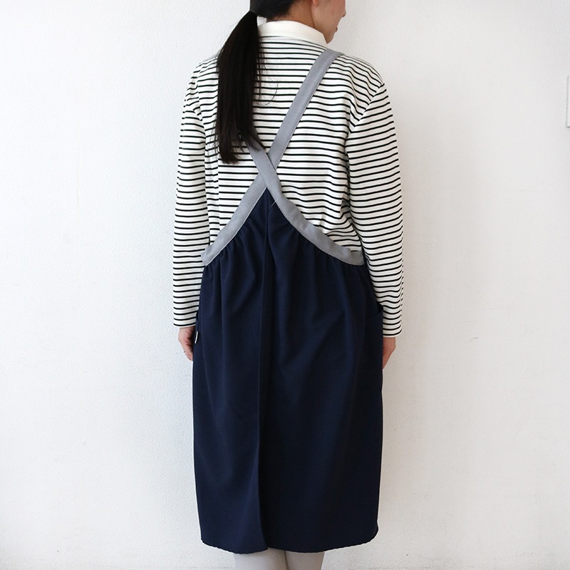 HDイージーケアギャザーバッククロスエプロン NV-GY