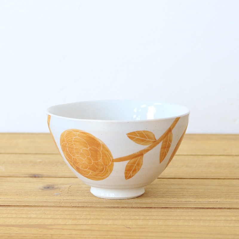 アスター 丸茶碗 黄