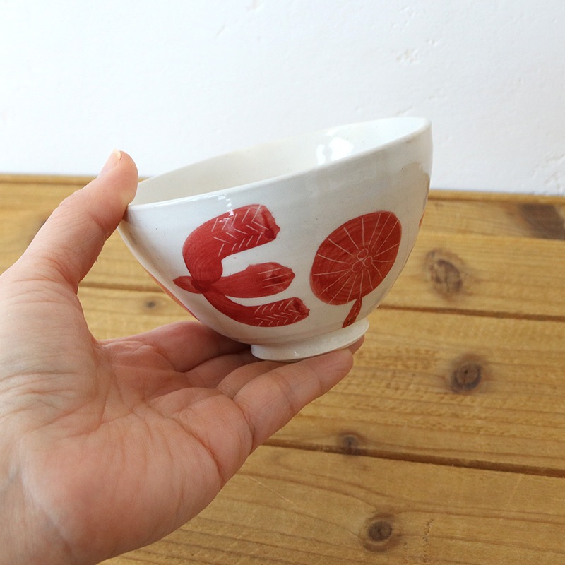 スワロー 丸茶碗 赤