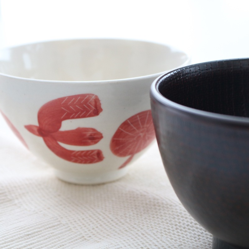 スワロー 丸茶碗 赤