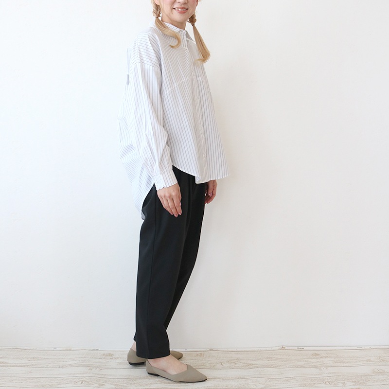 【3/15まで1000円引】トリックジップ きれいめポンチのタックテーパードパンツ BK