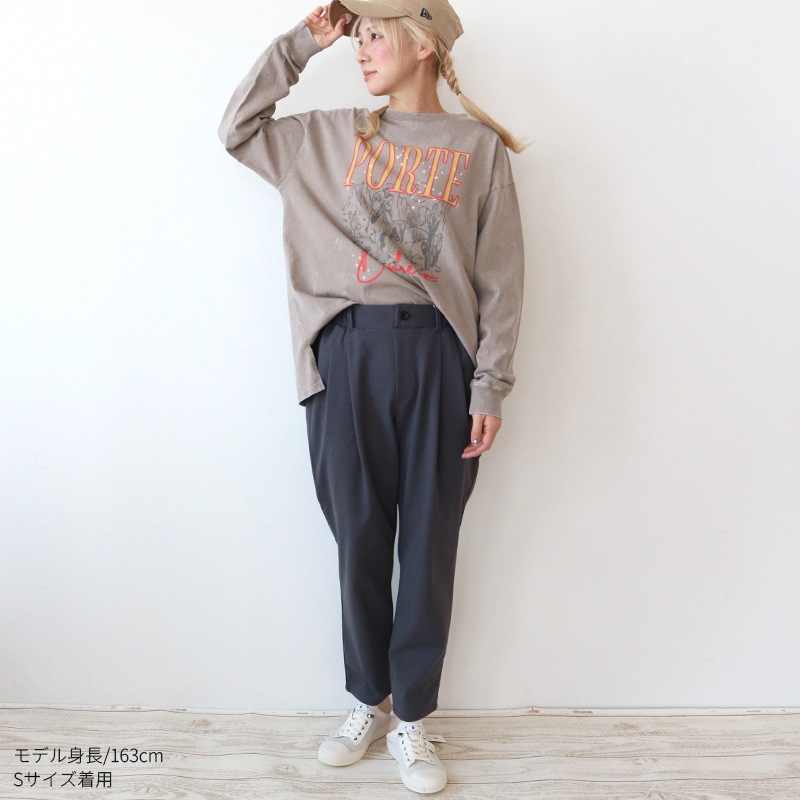 【3/15まで1000円引】トリックジップ きれいめポンチのタックテーパードパンツ CGY