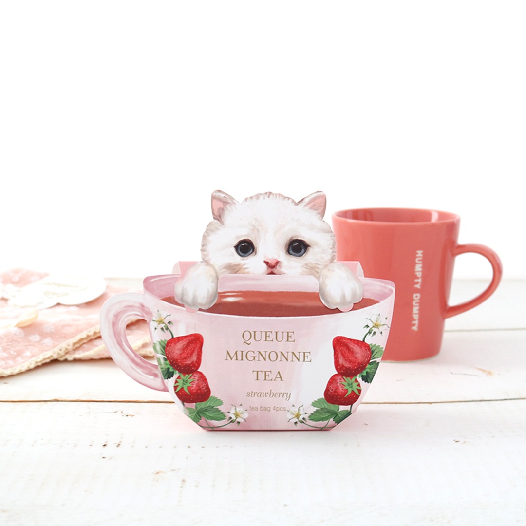 ネコと楽しむ♪ハンカチマグのティータイムギフト ストロベリー