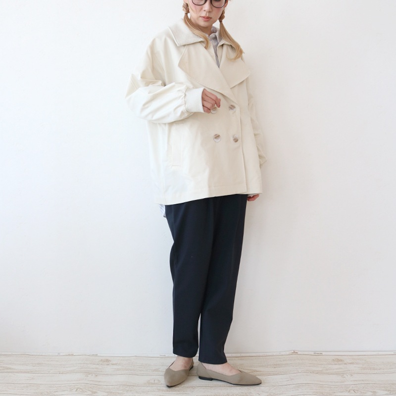 【3/15まで1000円引】トリックジップ きれいめポンチのタックテーパードパンツ NV