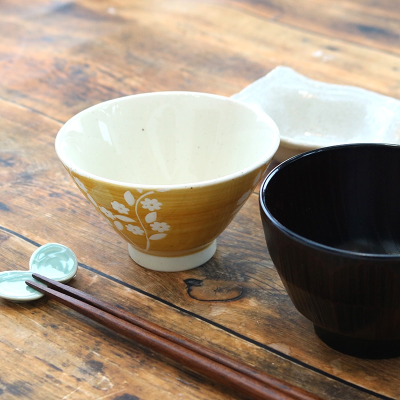 茶碗47 リーフ小花 茶碗 黄 | ハンプティーダンプティー公式通販| 雑貨