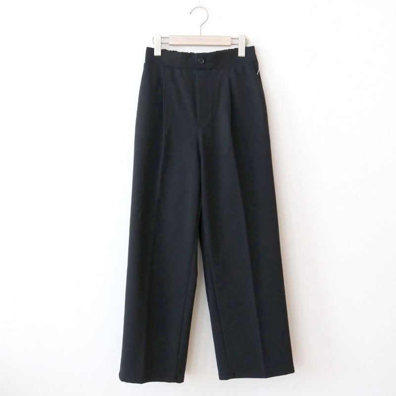 【3/15まで1000円引】トリックジップ きれいめポンチのタックストレートパンツ BK