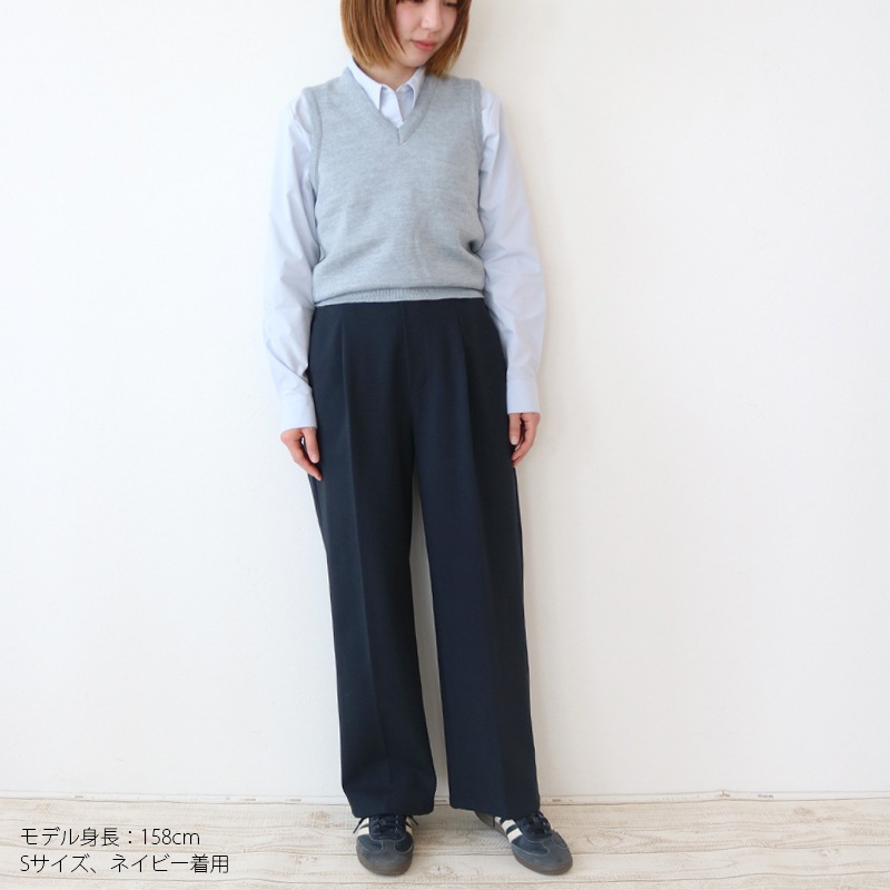 トリックジップ きれいめポンチのタックストレートパンツ NV