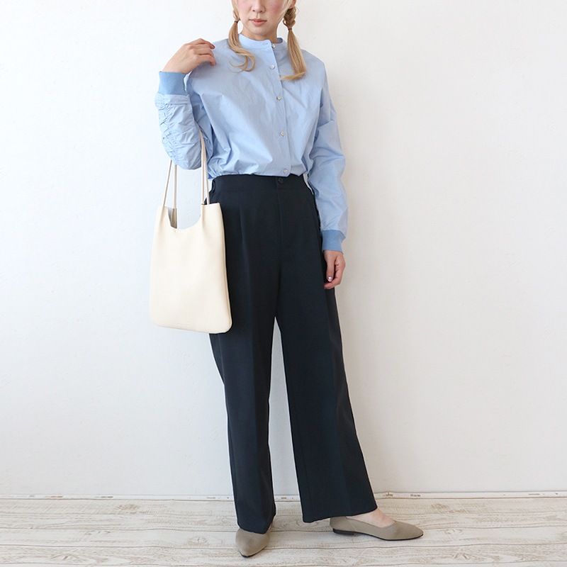 【3/15まで1000円引】トリックジップ きれいめポンチのタックストレートパンツ NV