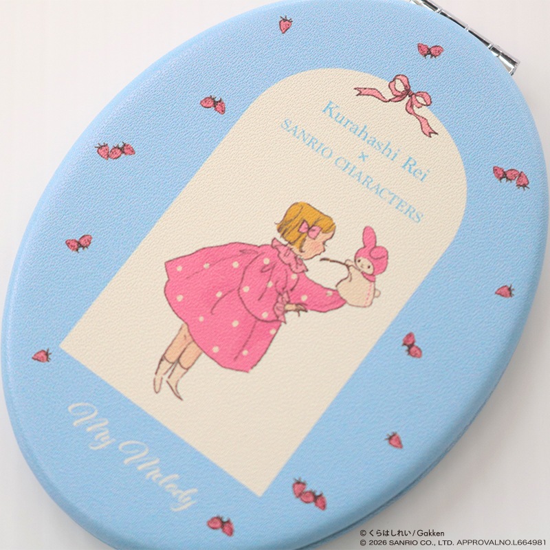 【中古品】希少 ローズ バラ チャーミーキティ ミラー 鏡 ピンク 2007年 くらはしれい×サンリオキャラクターズ 折りたたみラウンドミラー