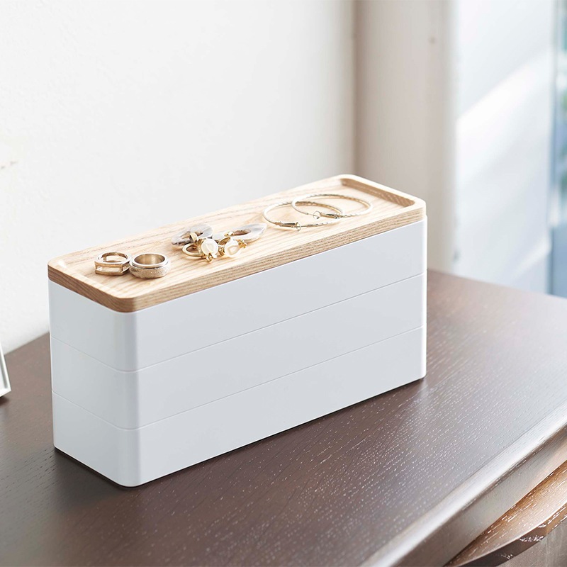 ｔｏｗｅｒ（タワー） トレー付きスリムアクセサリーケース ３段 リン　ナチュラル