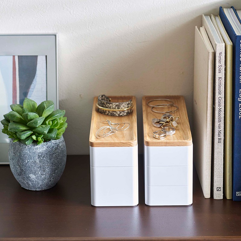 ｔｏｗｅｒ（タワー） トレー付きスリムアクセサリーケース ３段 リン　ナチュラル