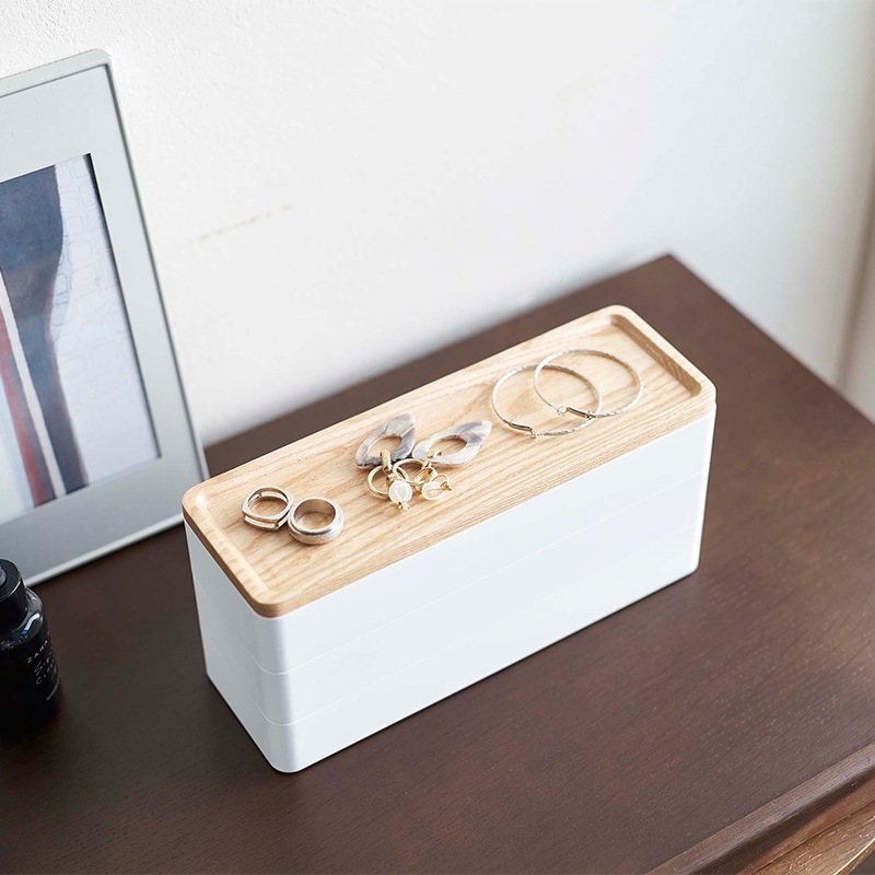 ｔｏｗｅｒ（タワー） トレー付きスリムアクセサリーケース ３段 リン　ナチュラル