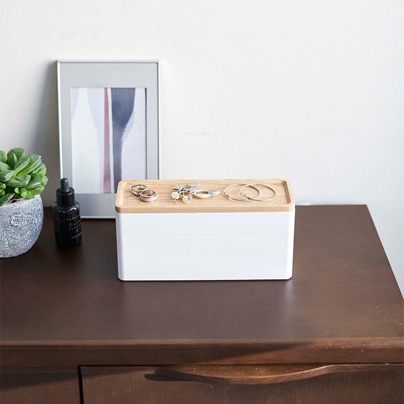 ｔｏｗｅｒ（タワー） トレー付きスリムアクセサリーケース ３段 リン　ナチュラル