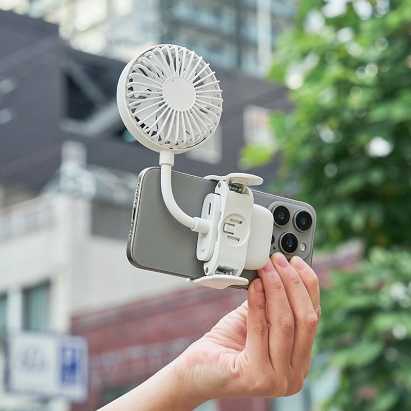 スマホも挟める薄型クリップファン　WH