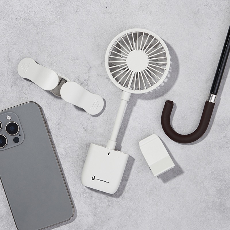 スマホも挟める薄型クリップファン　WH