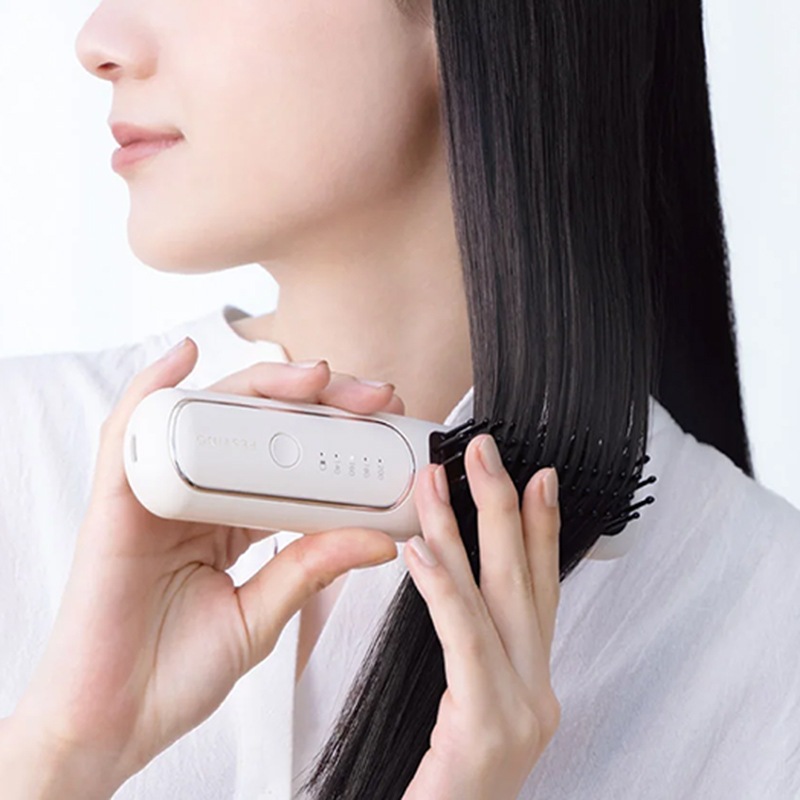 FESTINO 充電式 スタイリング ヒーターブラシ サンドベージュ