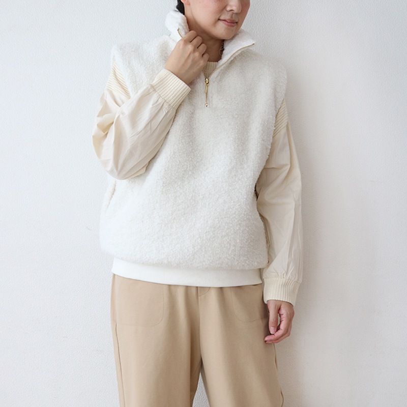 MIXボアハーフZIPベスト【返品不可】