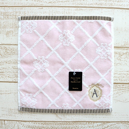 フラワーイニシャル タオルハンカチA