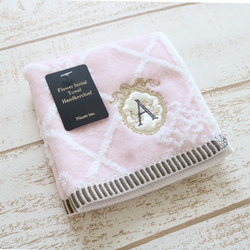 フラワーイニシャル タオルハンカチA