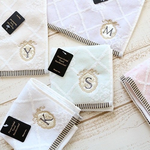 フラワーイニシャル タオルハンカチＨ