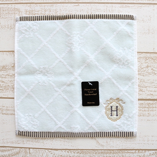 刺繍 タオルハンカチ H フラワーイニシャル タオルハンカチH | ハンプティーダンプ