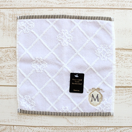 フラワーイニシャル タオルハンカチM