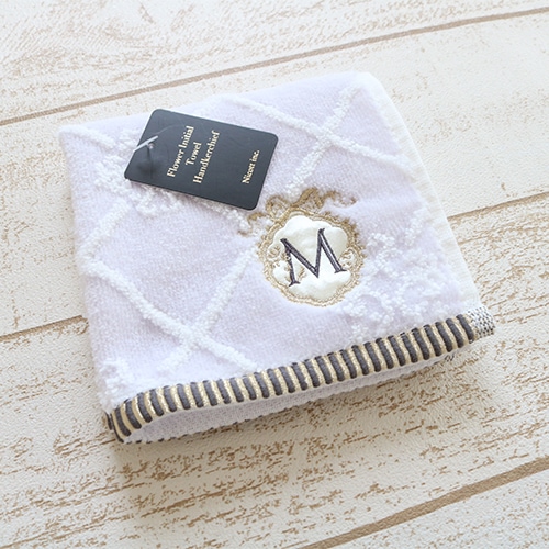 フラワーイニシャル タオルハンカチM