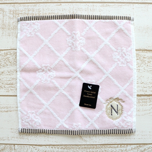 フラワーイニシャル タオルハンカチN