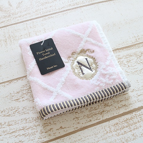 フラワーイニシャル タオルハンカチN