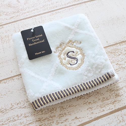 フラワーイニシャル タオルハンカチＳ