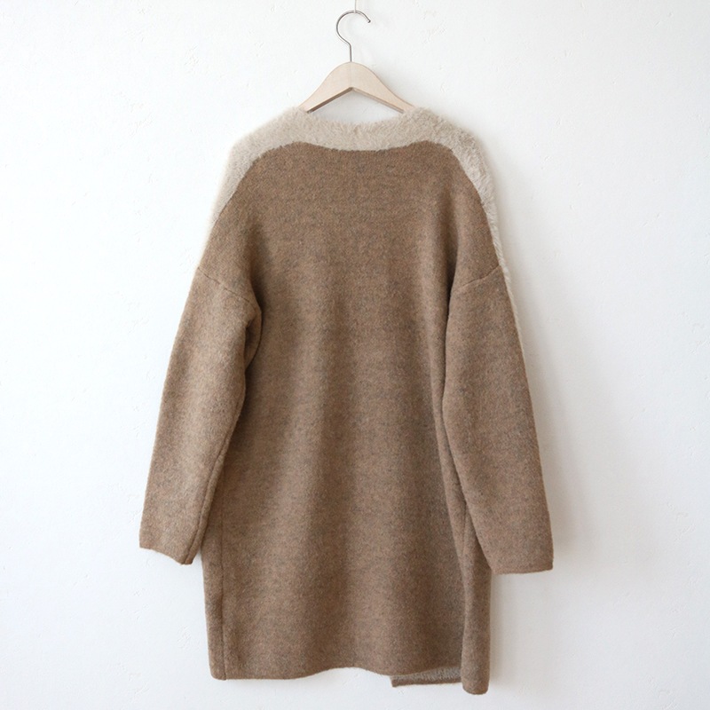 シャギーバイカラーコーディガン