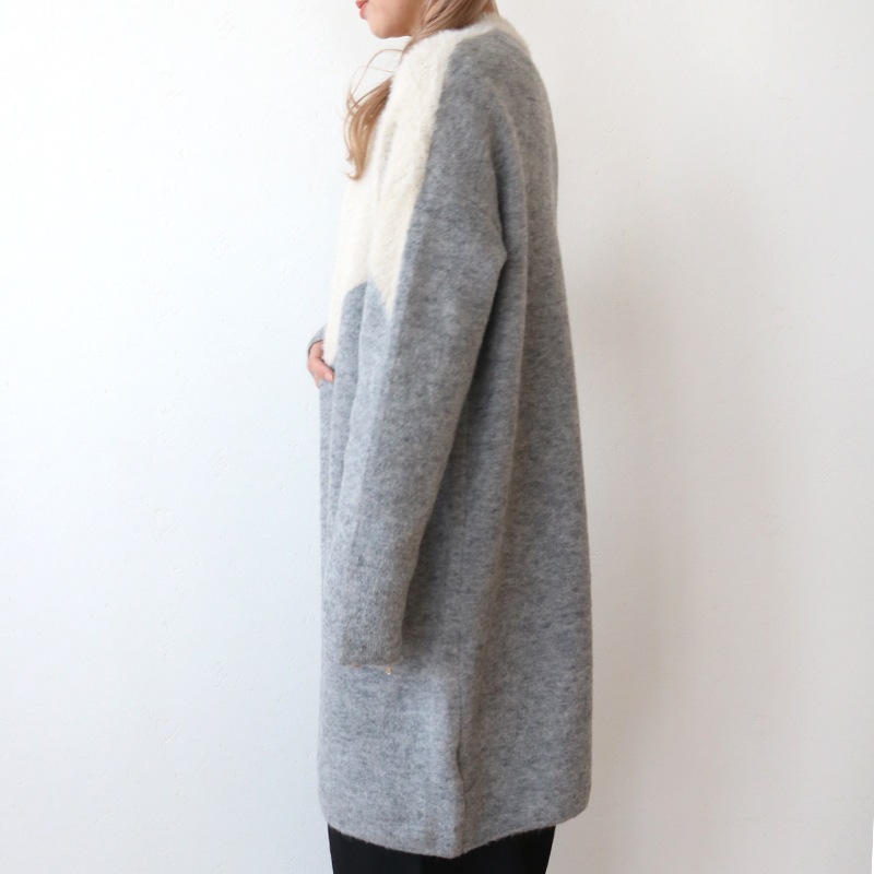 シャギーバイカラーコーディガン