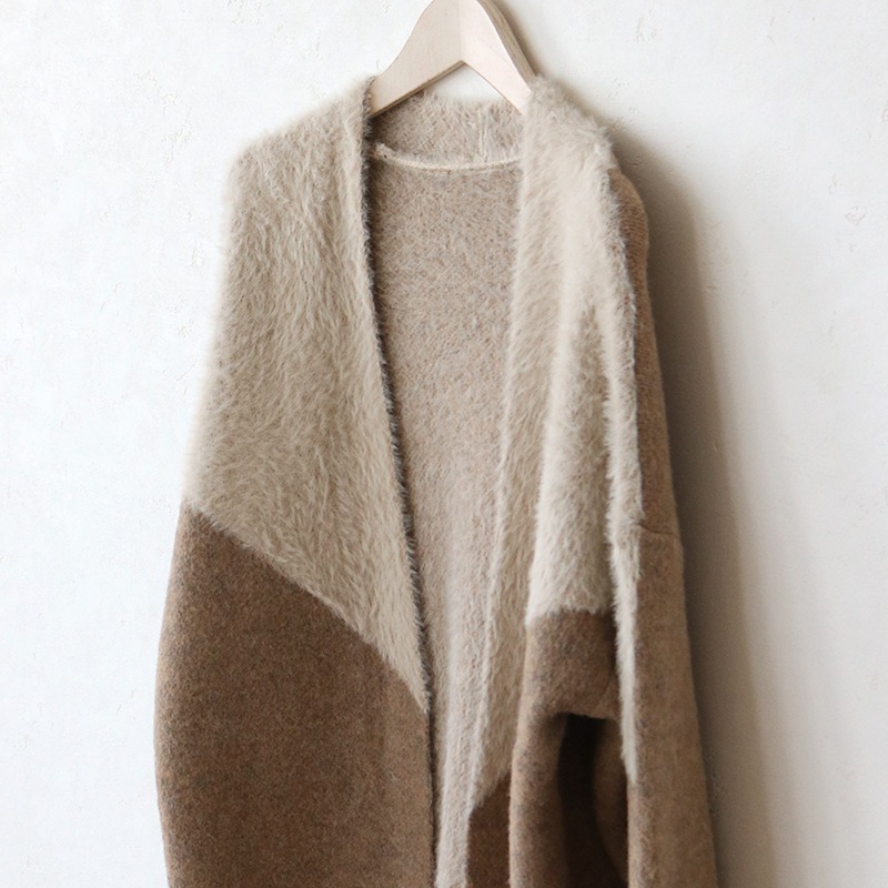 シャギーバイカラーコーディガン