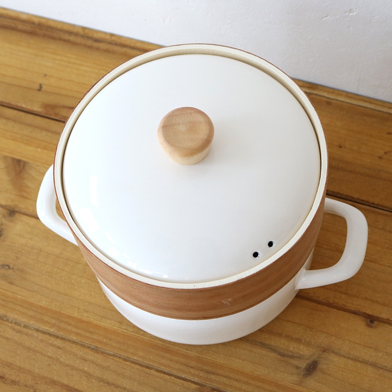 富士ホーロー せいろ付きホーロー鍋18cm ホワイト | ハンプティー