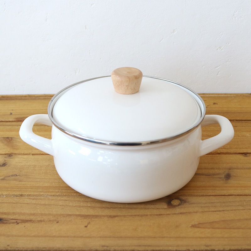 富士ホーロー せいろ付きホーロー鍋20cm ホワイト