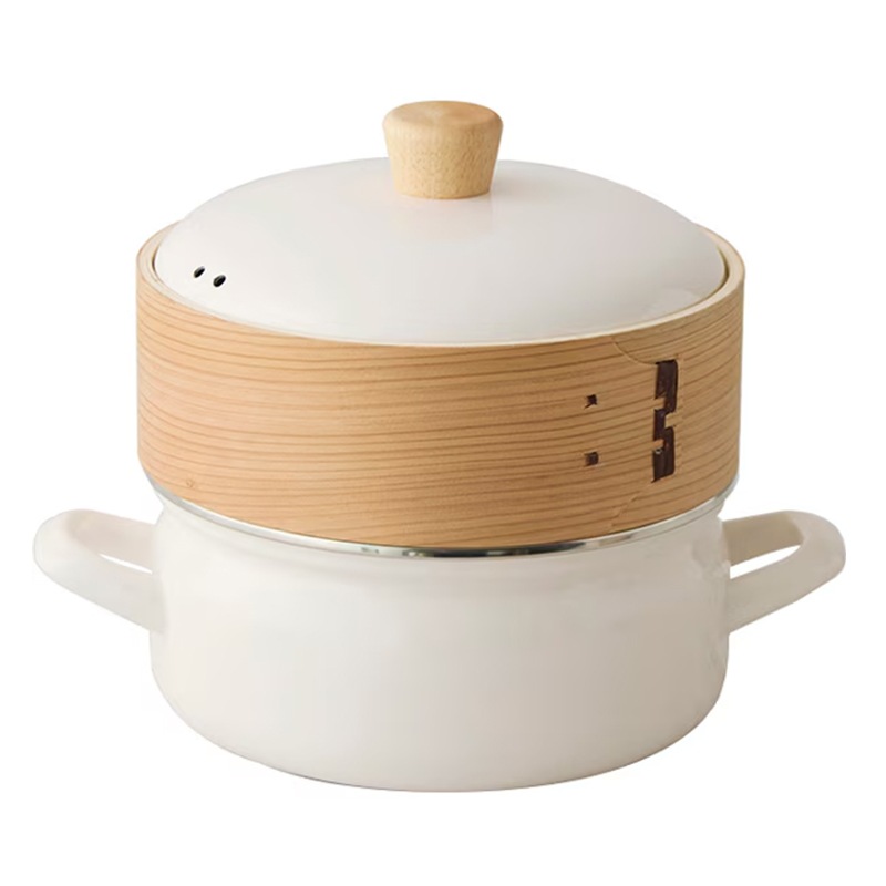 富士ホーロー せいろ付きホーロー鍋20cm ホワイト