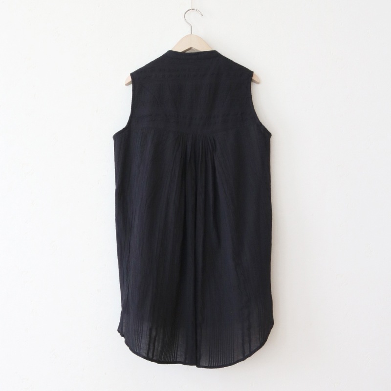 Honnete オネット シアサッカー ノースリーブ チュニック ワンピース Honnete オネット シアサッカー ノースリーブ チュニック