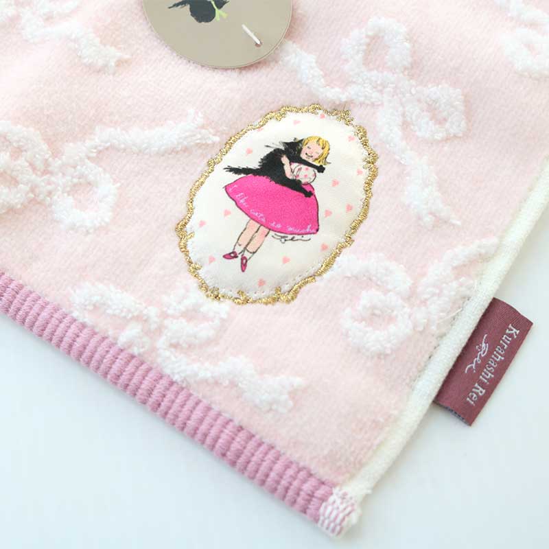 くらはしれい プリントアップリケハンカチ PNK