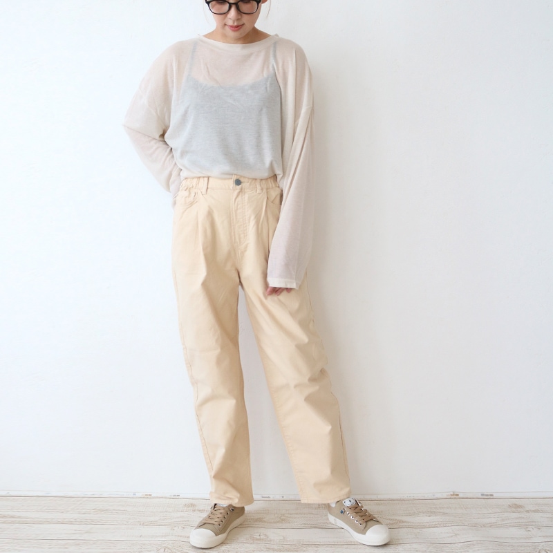 トリックジップ ピーチライクコットンのタックパンツ BE
