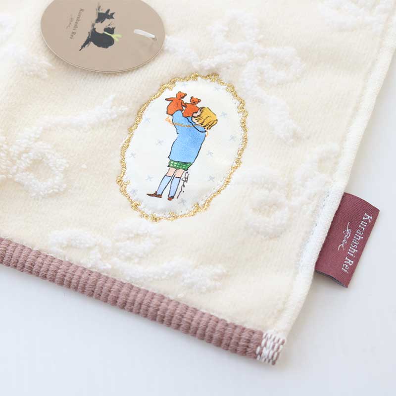 くらはしれい プリントアップリケハンカチ BEG