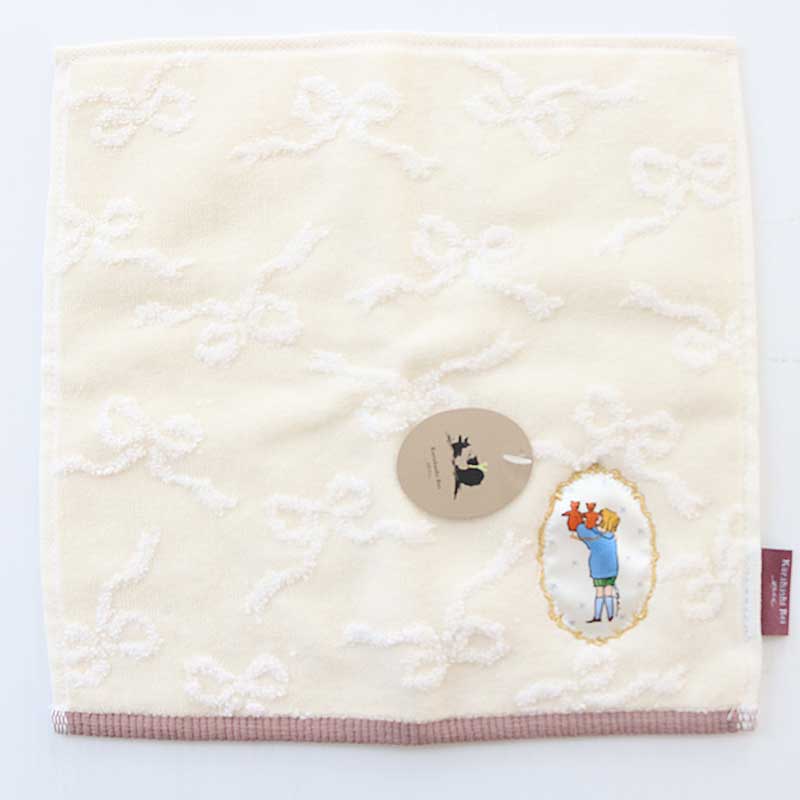 くらはしれい プリントアップリケハンカチ BEG